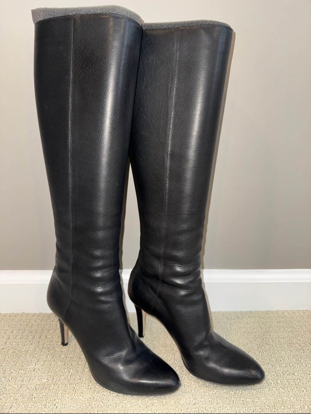 Jimmy Choo Grand Black Leather Knee Boots 35